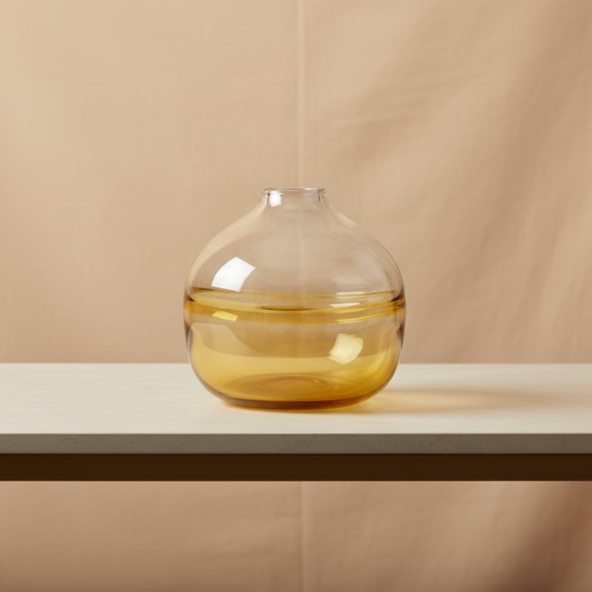9" Clear and Brown Ombre Round Table Vase