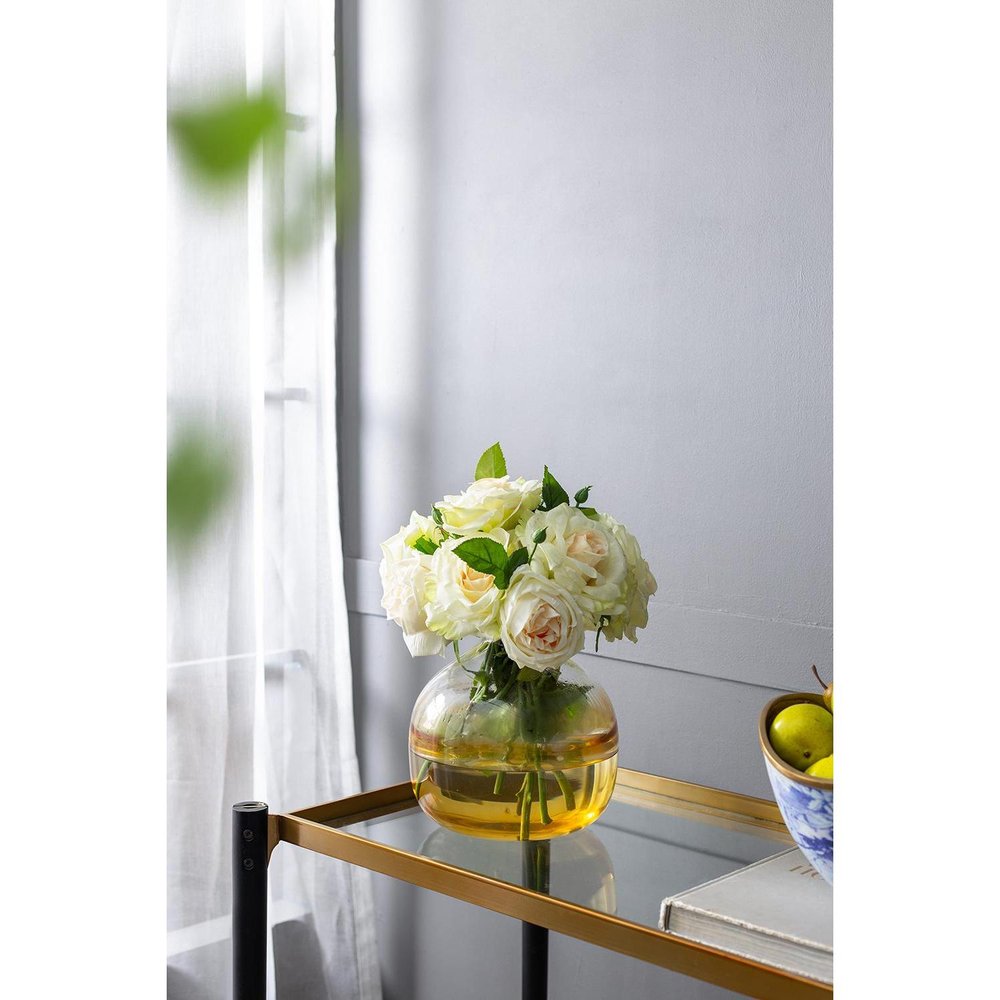 9" Clear and Brown Ombre Round Table Vase