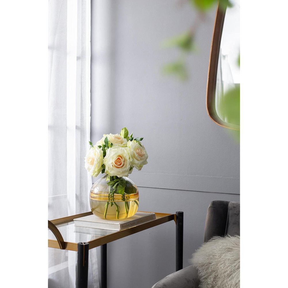 9" Clear and Brown Ombre Round Table Vase