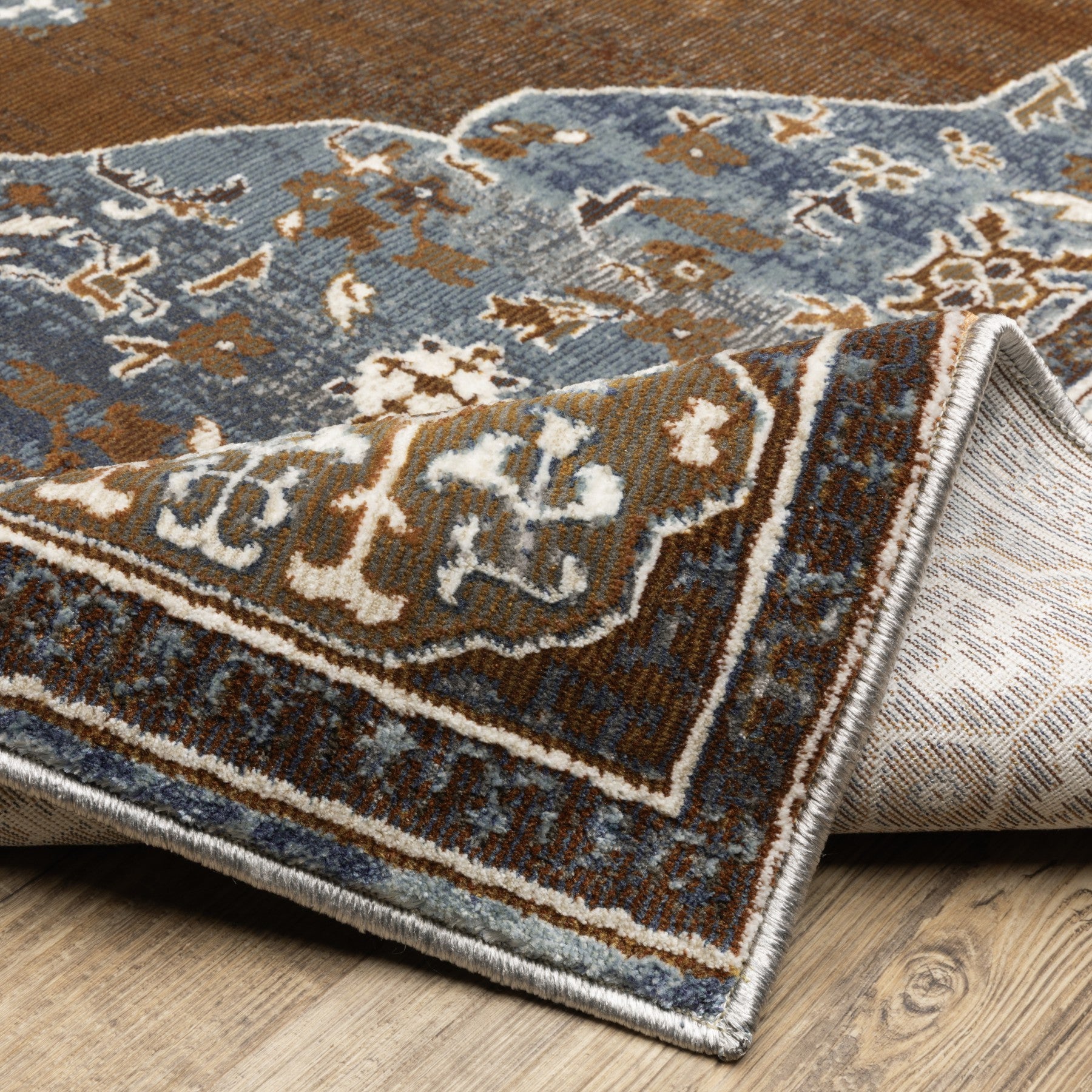 Gray And Blue Medallion Area Rug