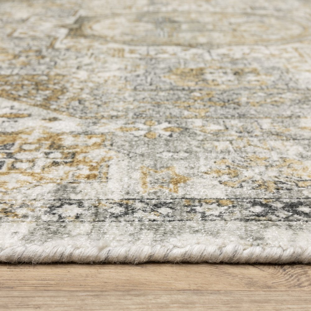 Gray and Gold Medallion Area Rug