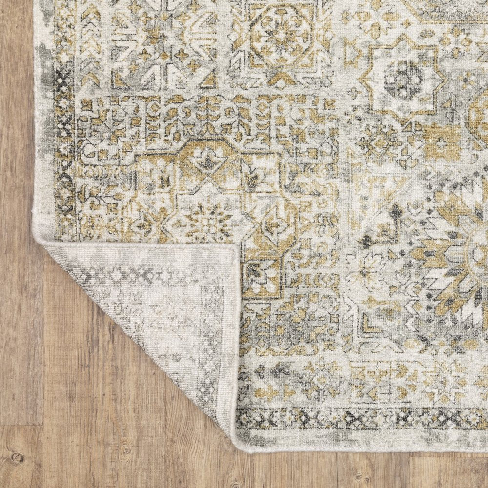 Gray and Gold Medallion Area Rug