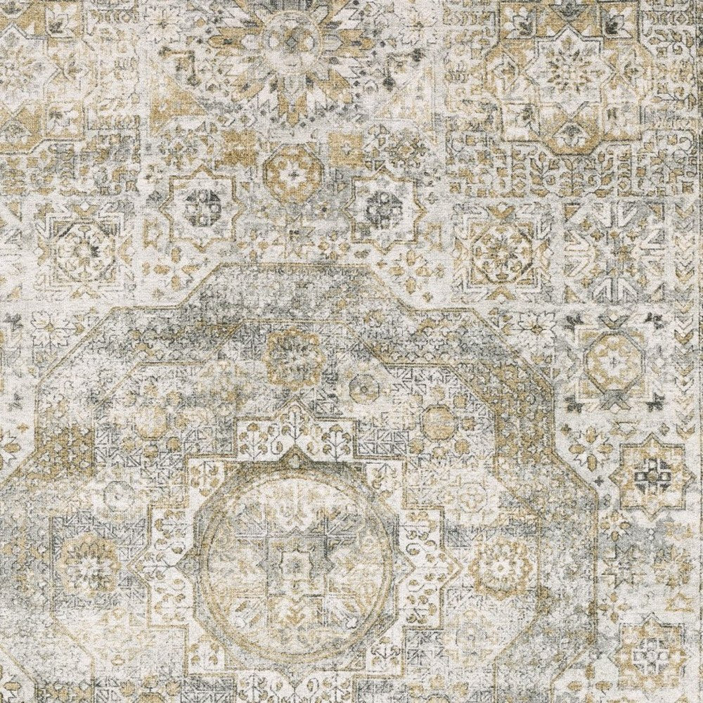 Gray and Gold Medallion Area Rug
