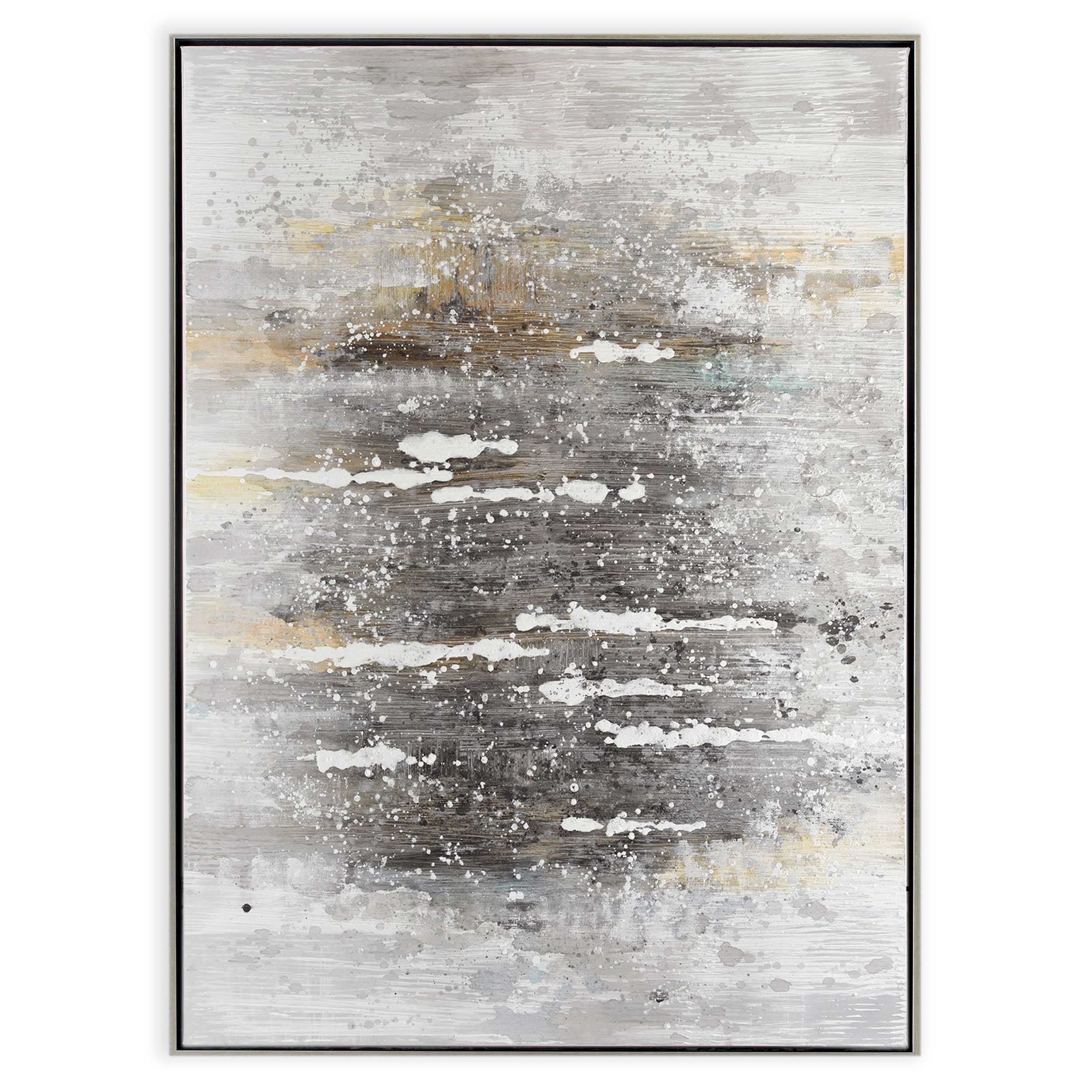 59" x 78" Gray and Brown "Blur" Painting