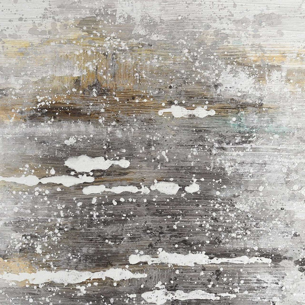 59" x 78" Gray and Brown "Blur" Painting