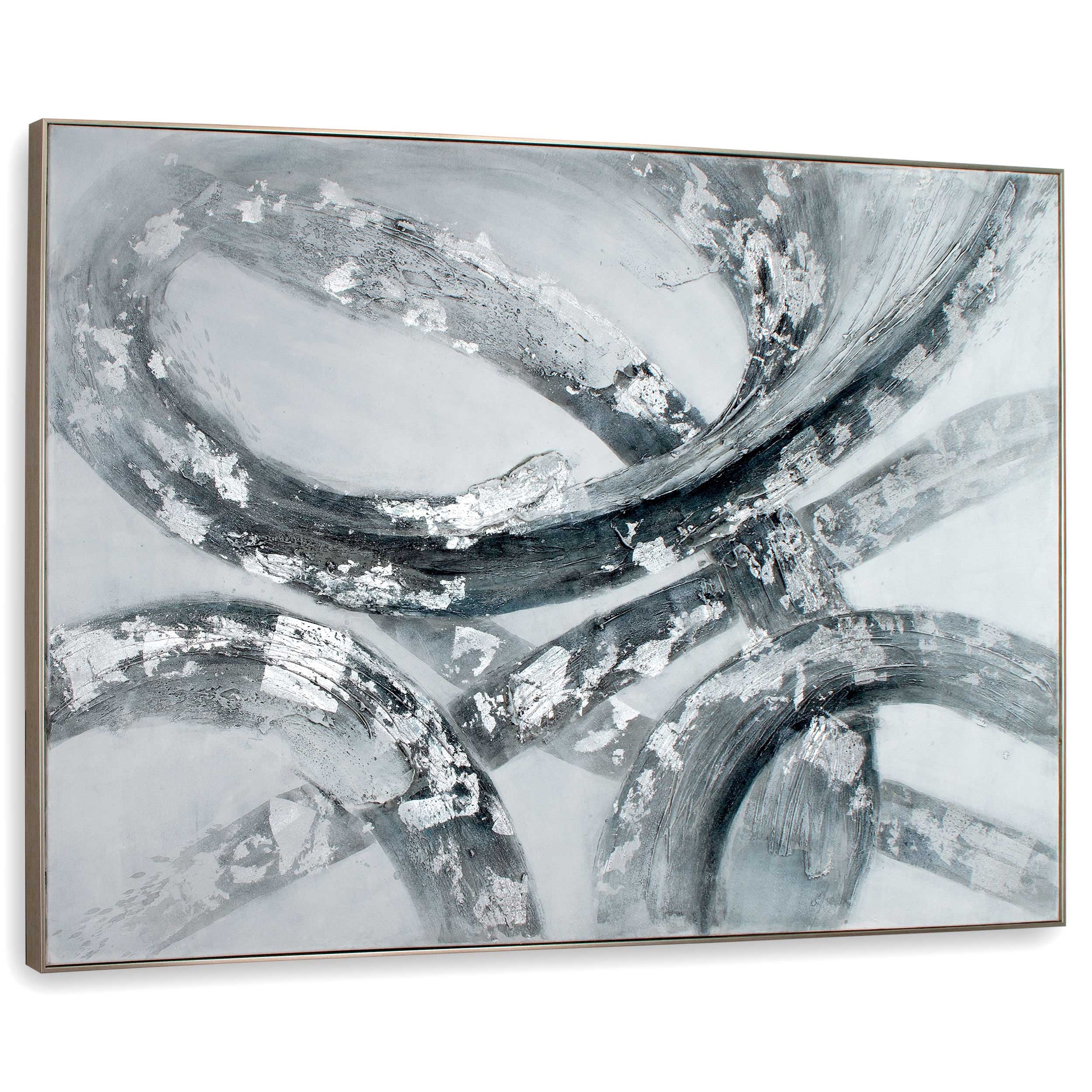 79" x 60" Gray and White "Ring" Painting
