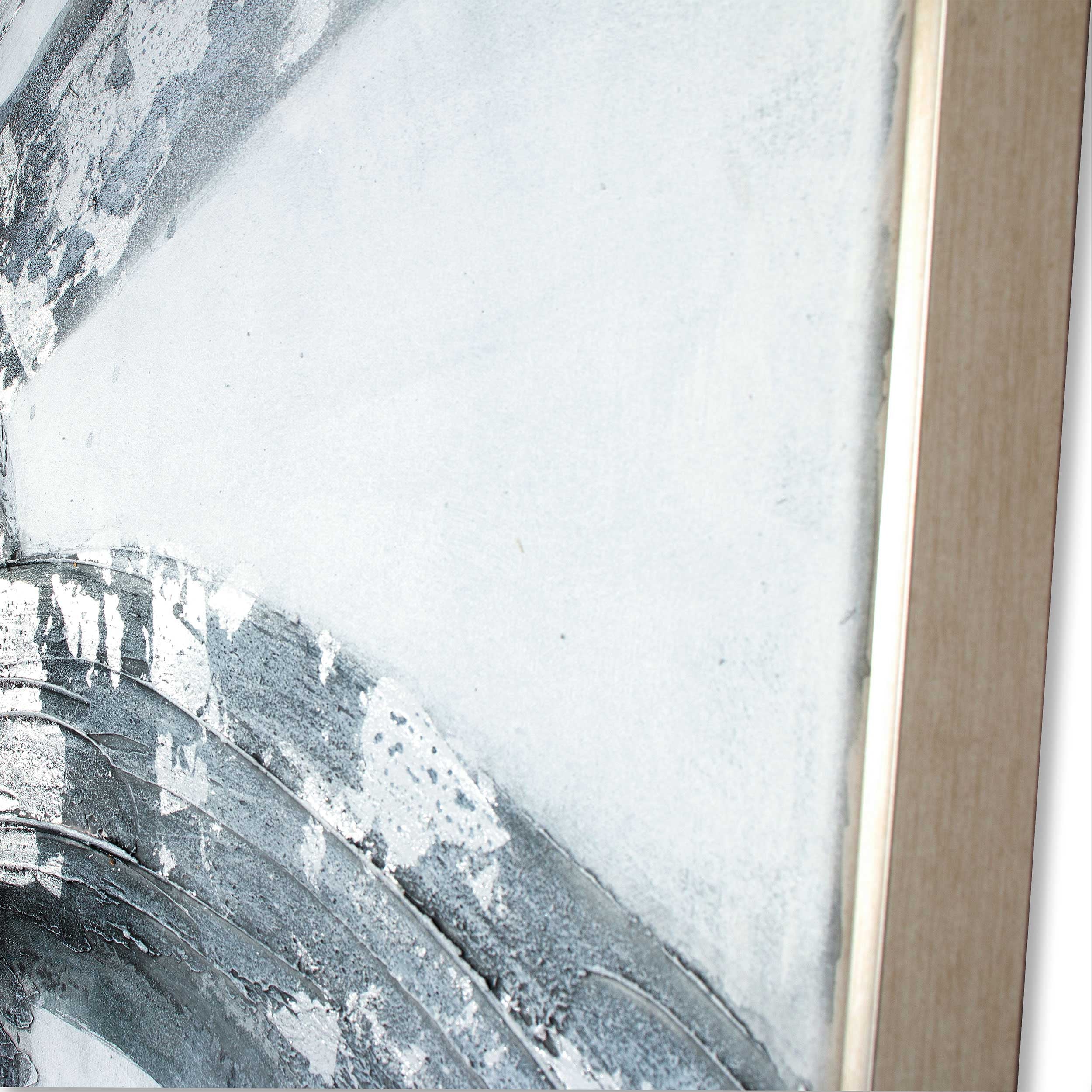 79" x 60" Gray and White "Ring" Painting