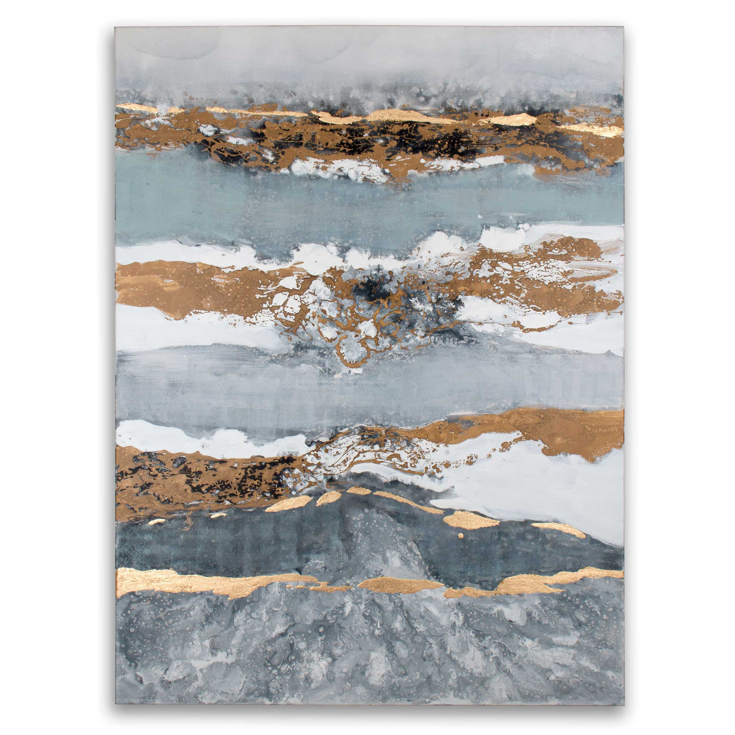 77" x 58" Blue and Gray "Shimmering" Painting