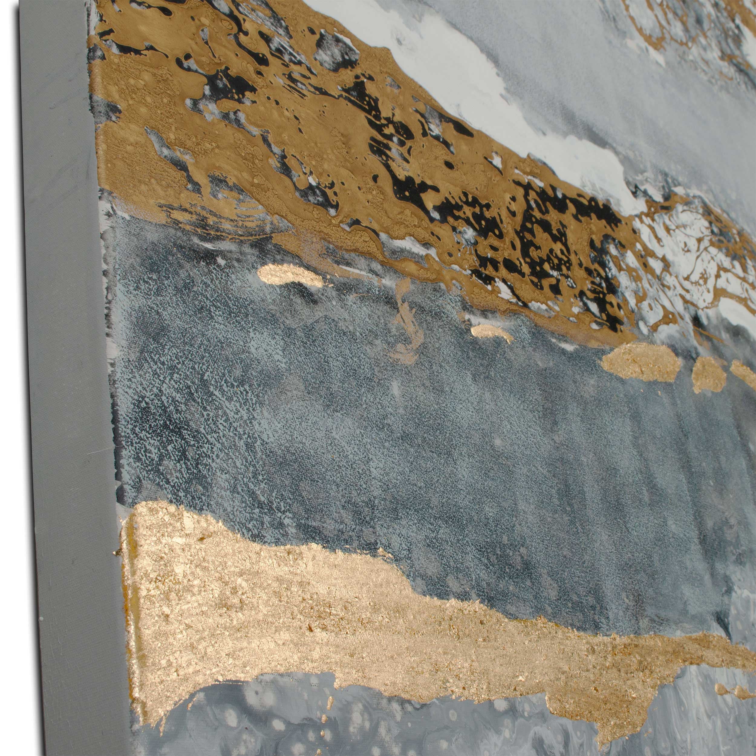 77" x 58" Blue and Gray "Shimmering" Painting
