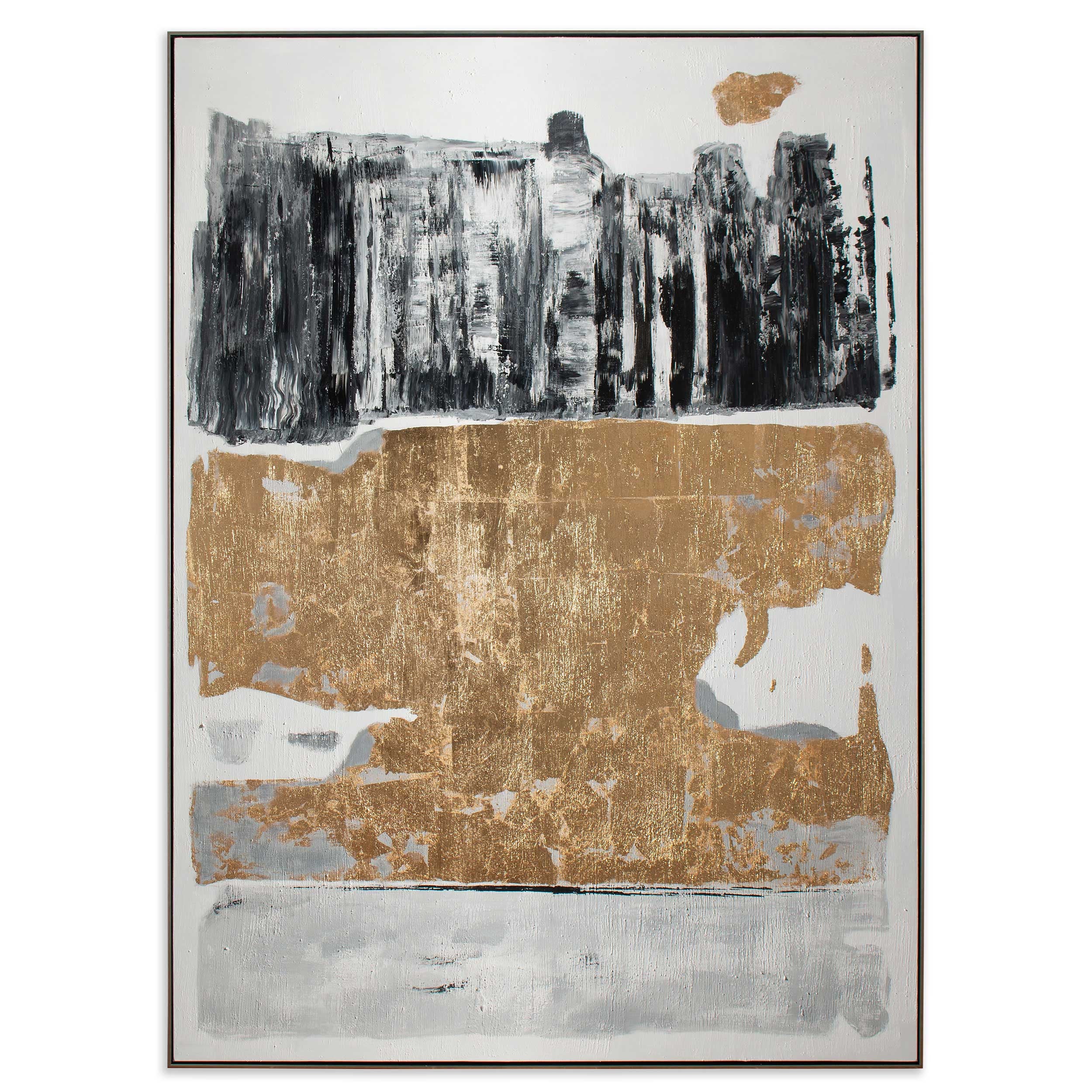 69" x 78" Black, Gray and Gold "Allurement" Painting