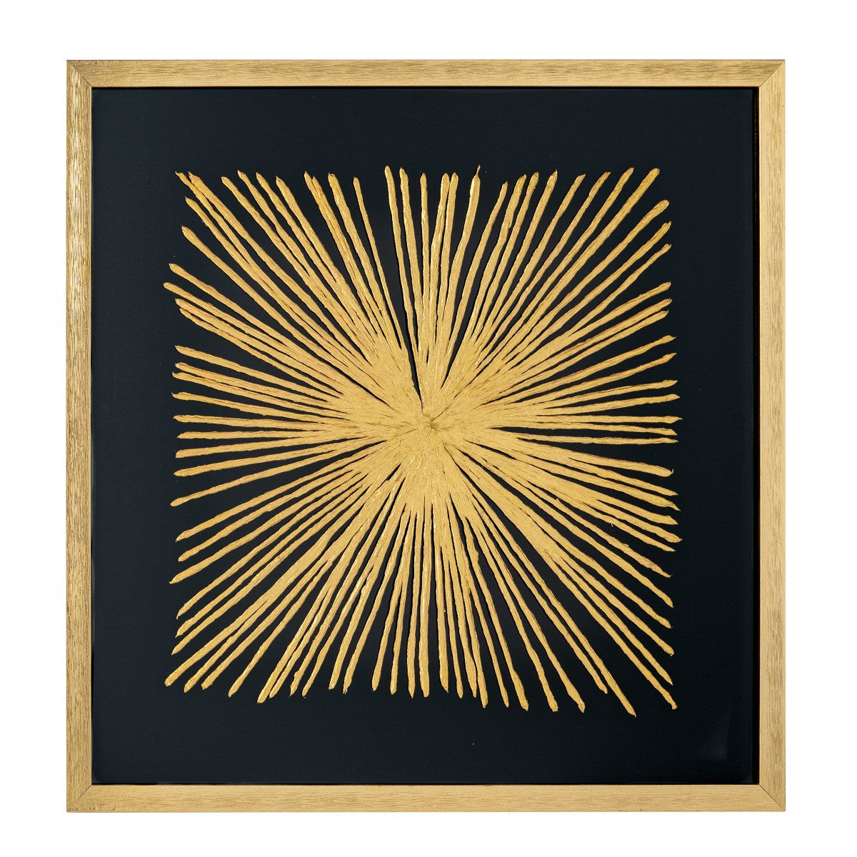 33" Black and Gold Starburst Textured Wall Art