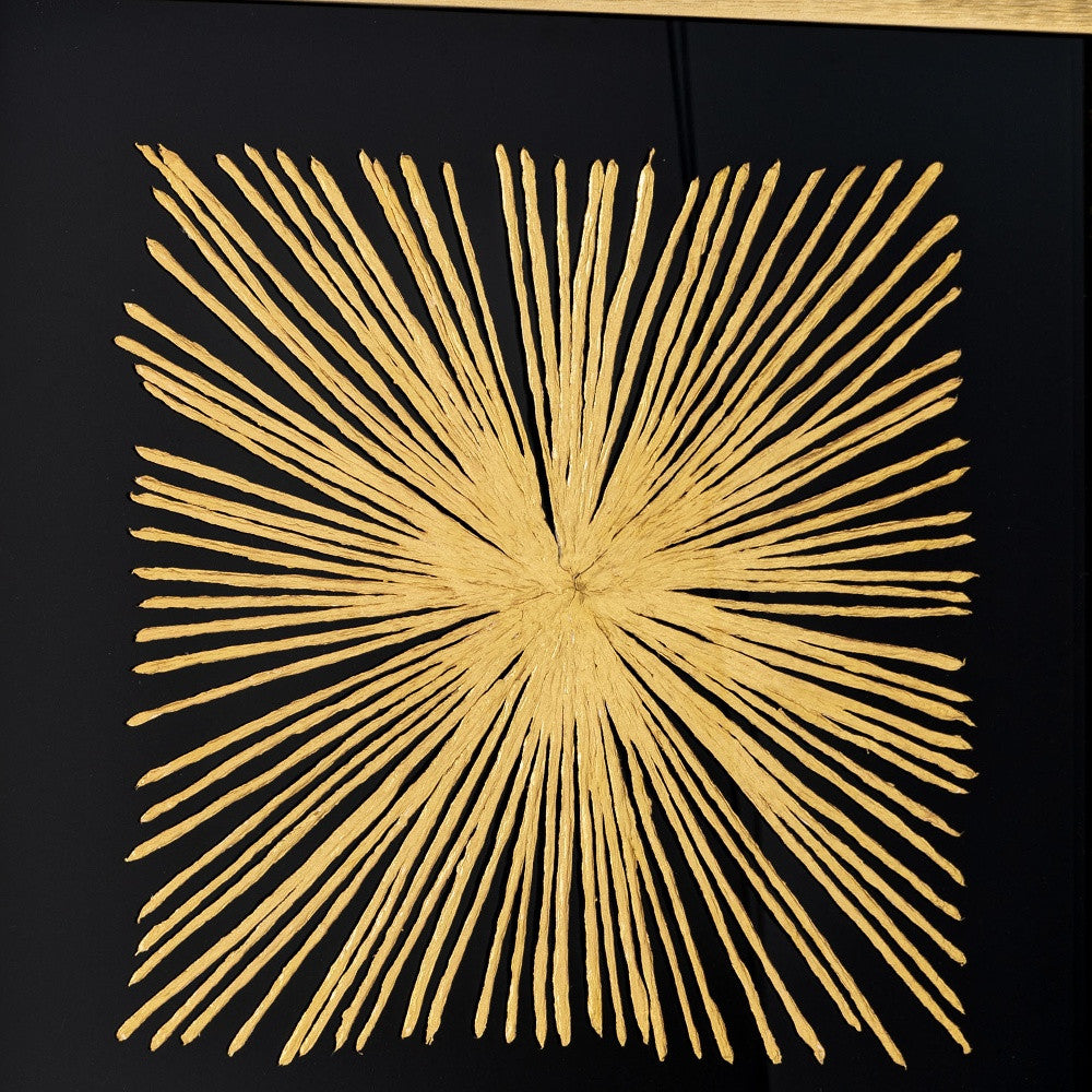 33" Black and Gold Starburst Textured Wall Art