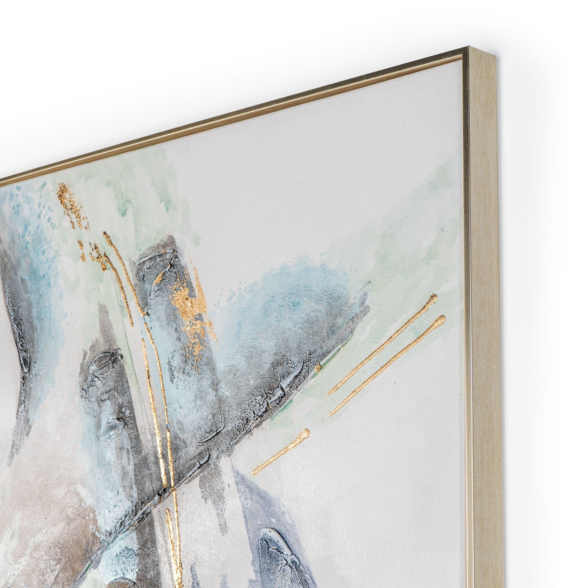 53" x 70" Blue and Green "Strokes" Painting