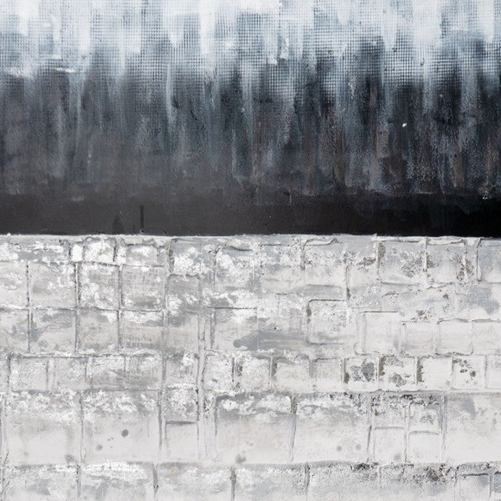 58" x 79" Gray and White "Horizon" Painting