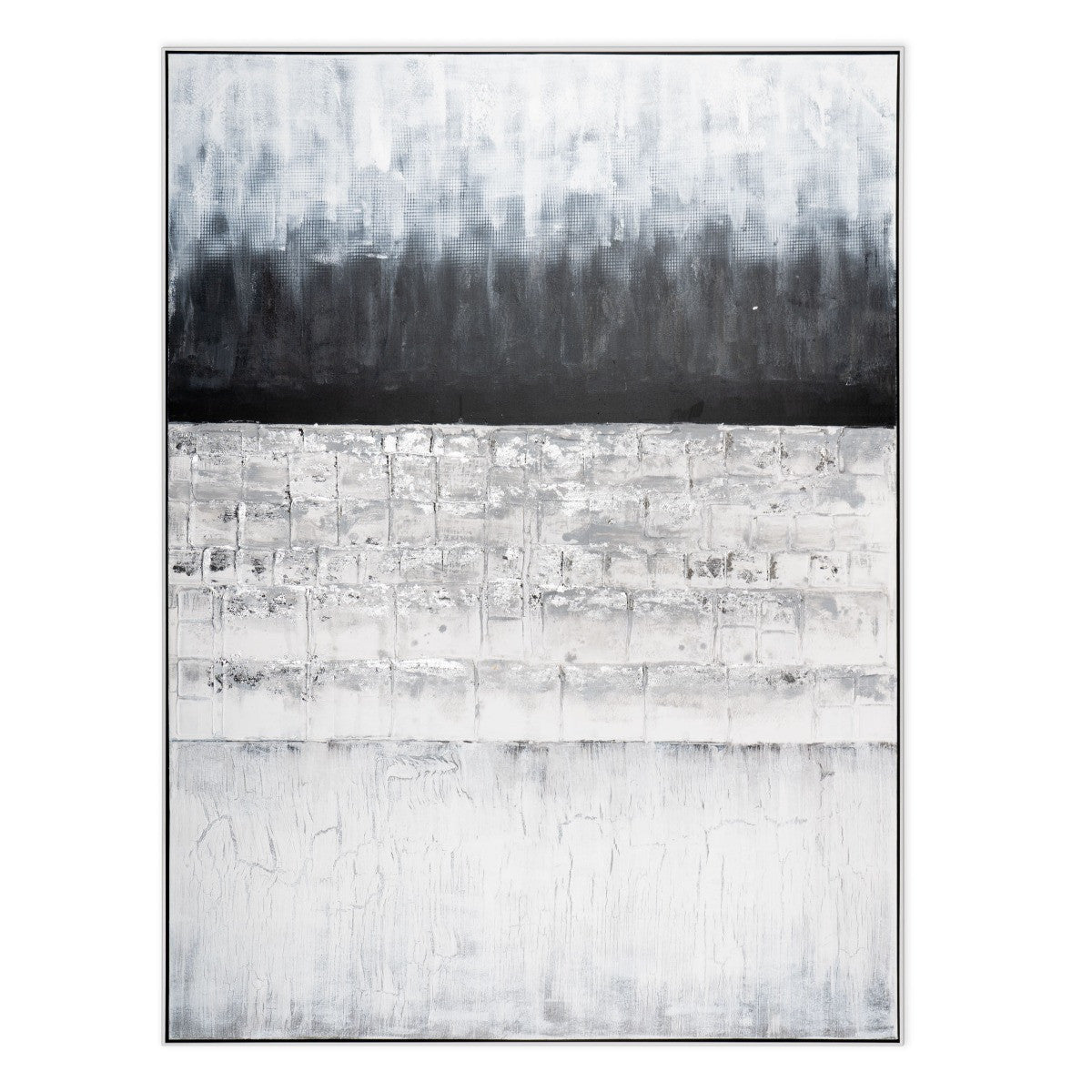 58" x 79" Gray and White "Horizon" Painting