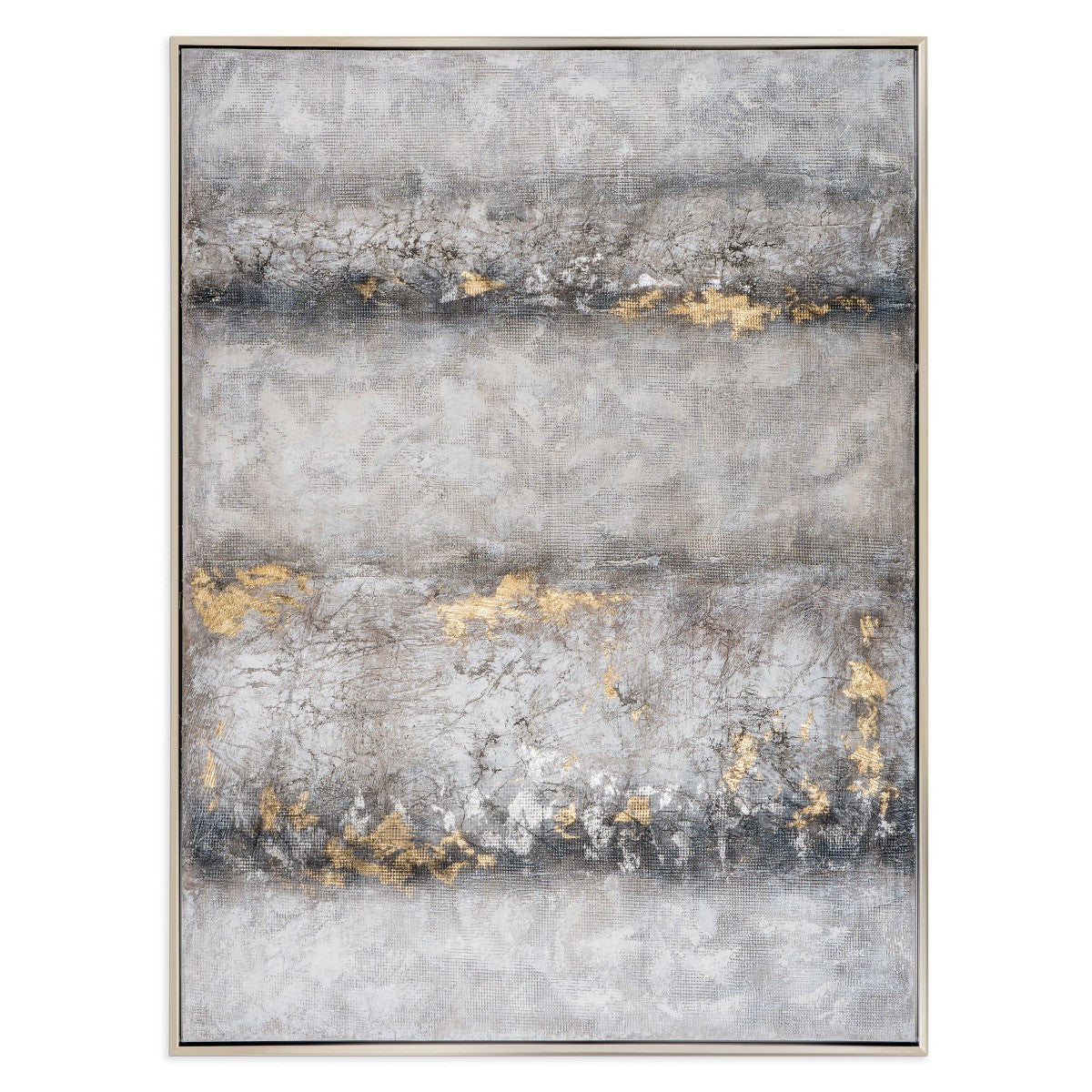 60" x 79" Gray and Gold "Dawning" Painting