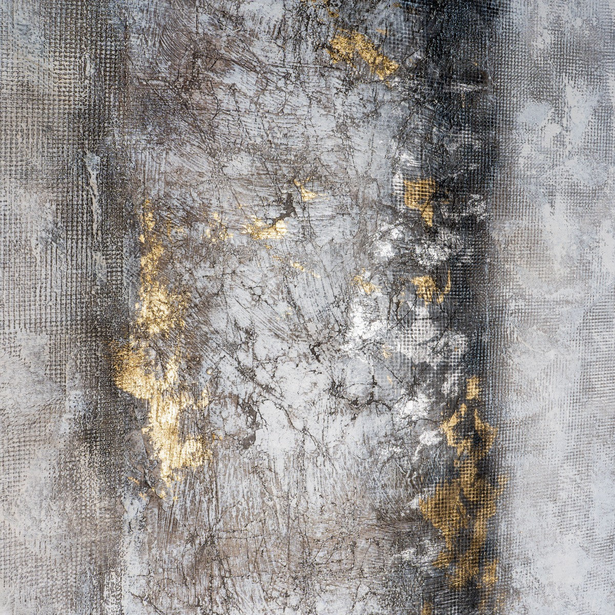 60" x 79" Gray and Gold "Dawning" Painting