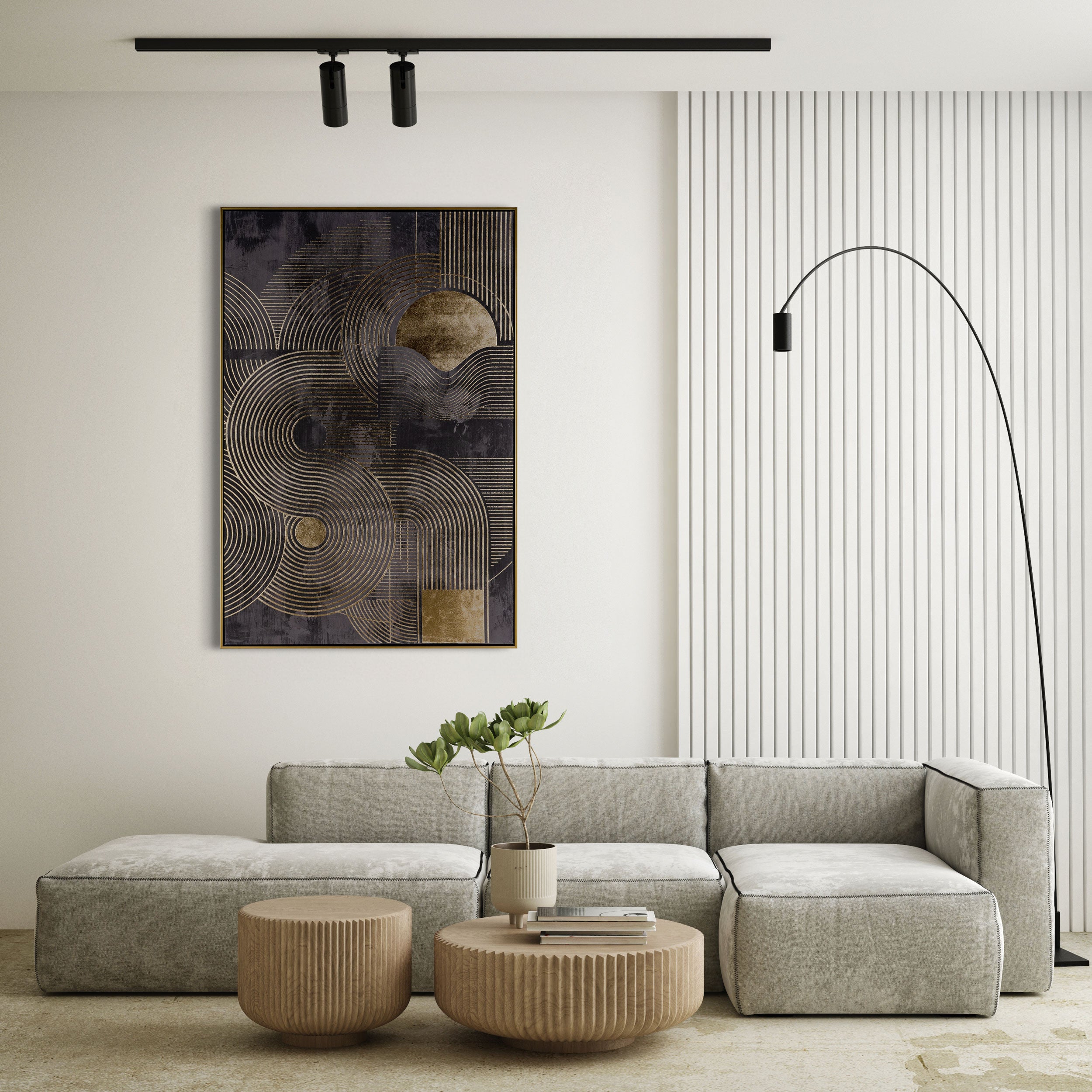 35" x 52" Black and Gold "Nocturnal" Wall Art