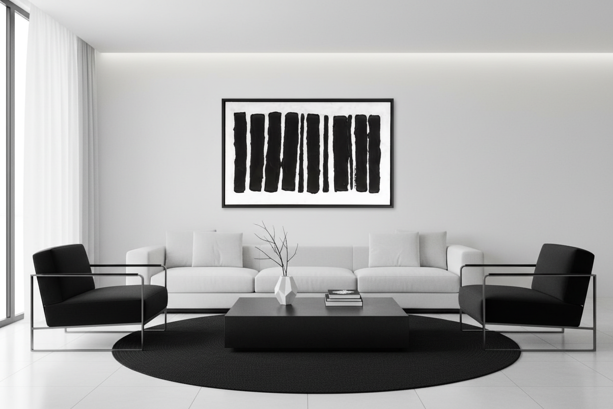 65" x 42" Black and White Rhythms Wall Art