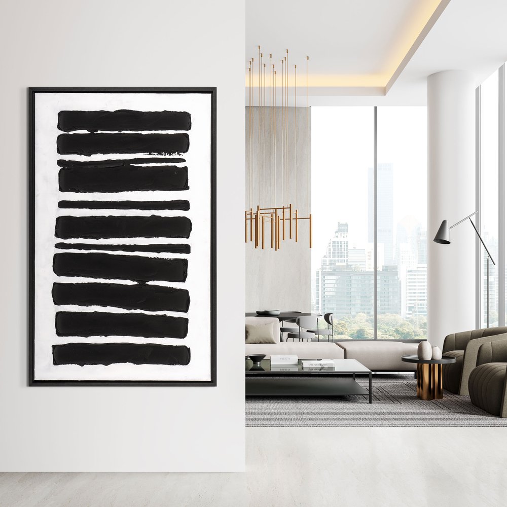 65" x 42" Black and White Rhythms Wall Art