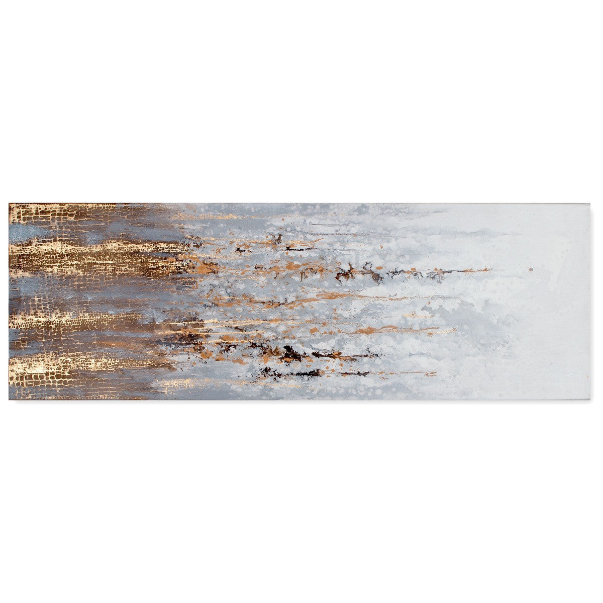 74" x 27" Gray and Gold "Transition" Canvas Art