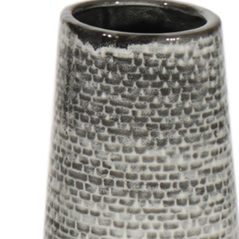 39" Black and Gray Ombre Tapered Floor Vase