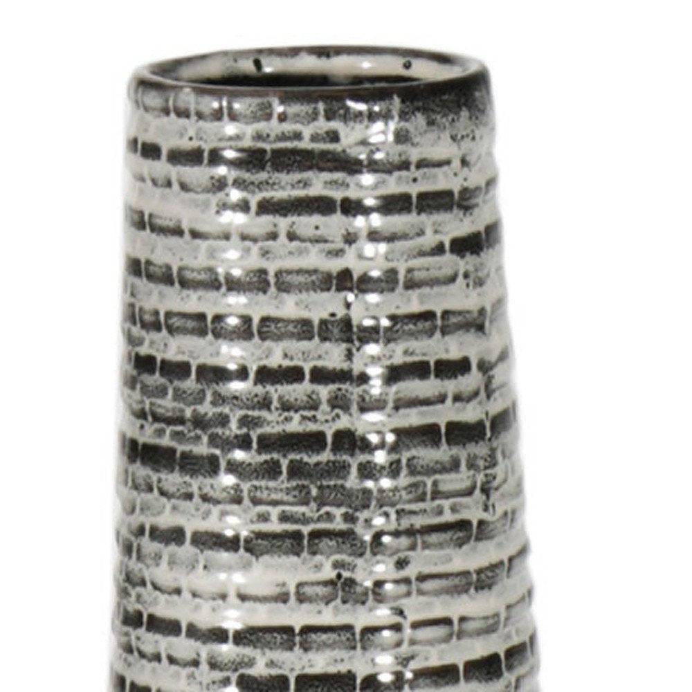 47" Black and Gray Ombre Tapered Floor Vase