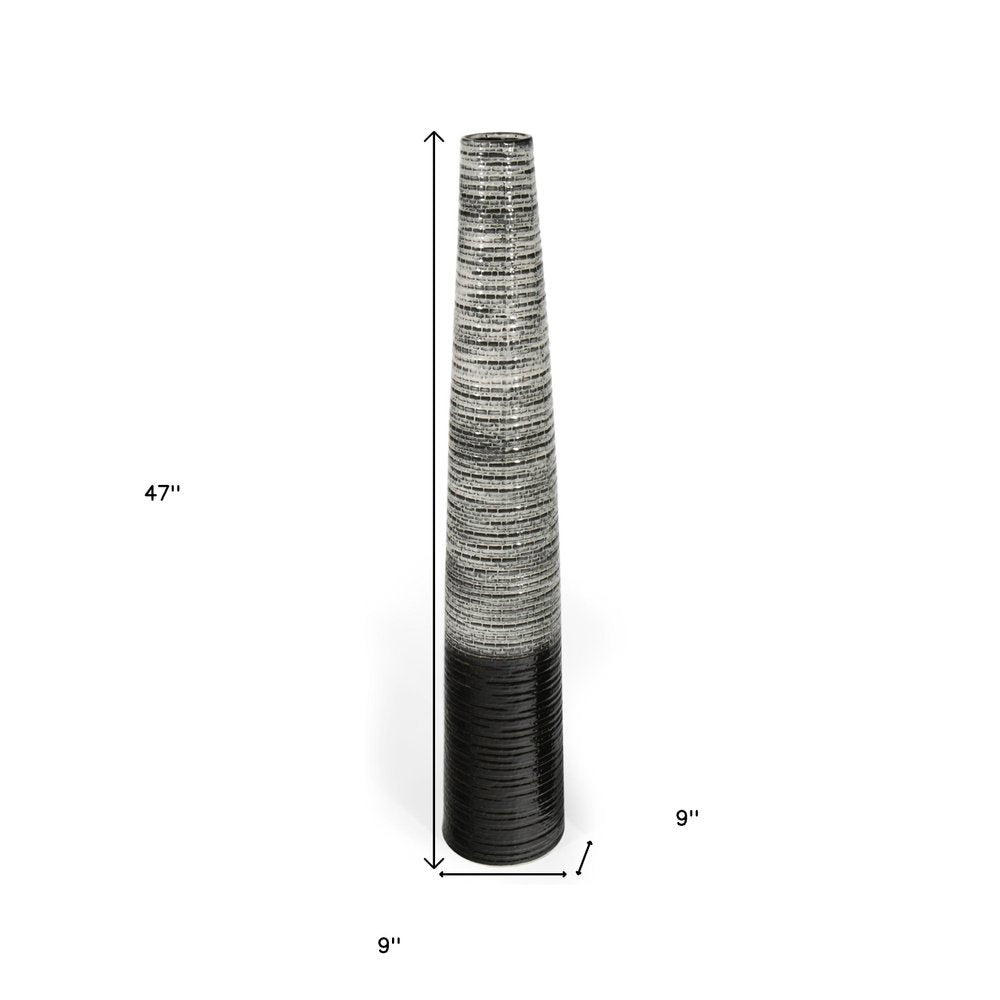47" Black and Gray Ombre Tapered Floor Vase