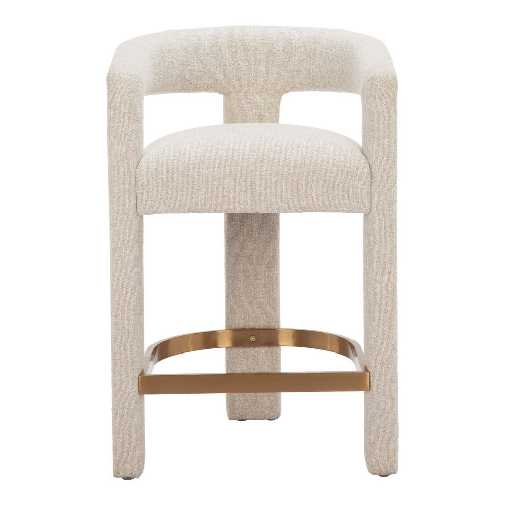 34" Beige Polyester Tri-Leg Barrel Bar Chair