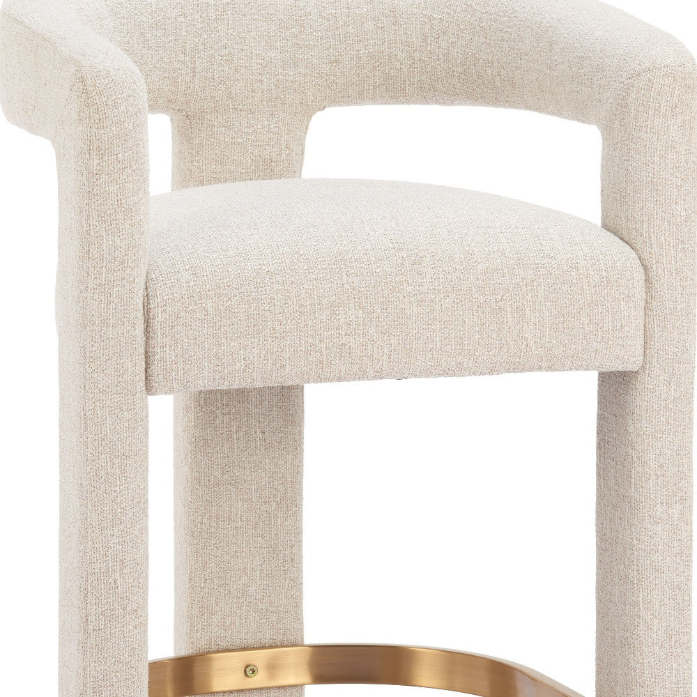 34" Beige Polyester Tri-Leg Barrel Bar Chair