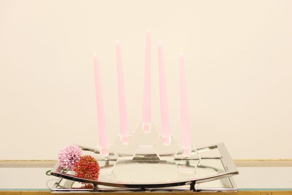 11" Clear Crystal Geometric 5-Candle Holder