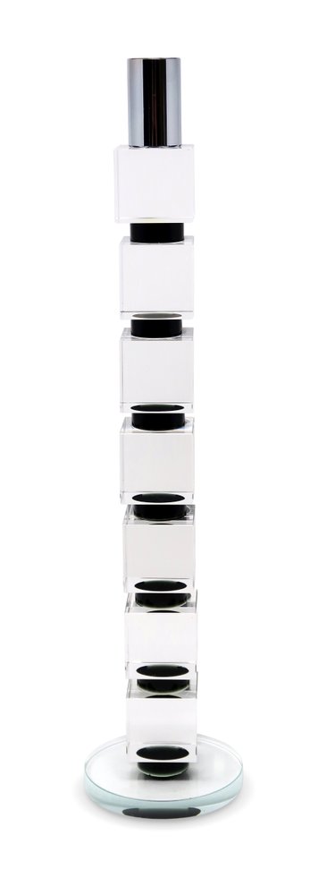 15" Silver and Clear Crystal Taper Candle Holder