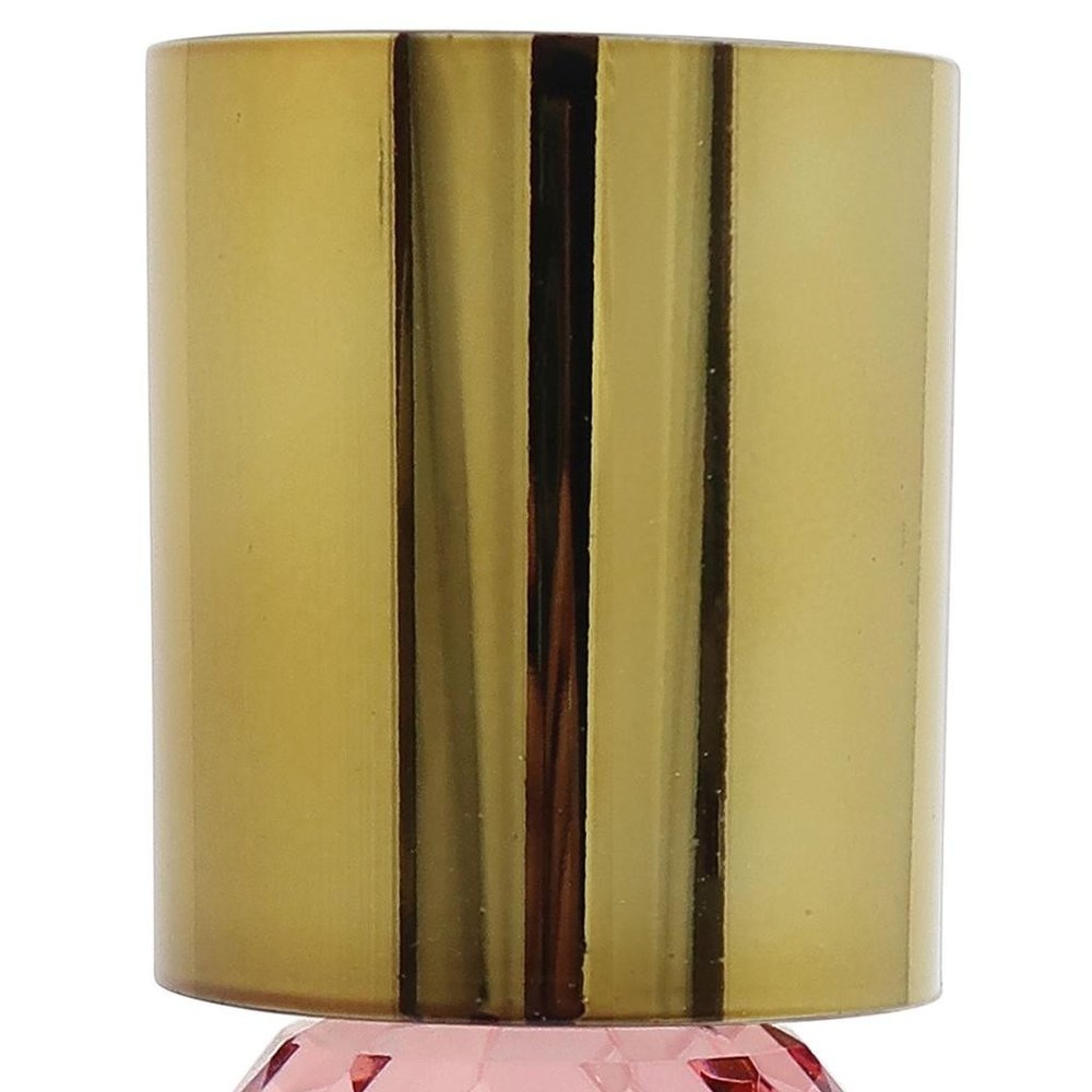 Set of Two 7" Amber, Gold, and Pink Crystal Taper Candle Holder