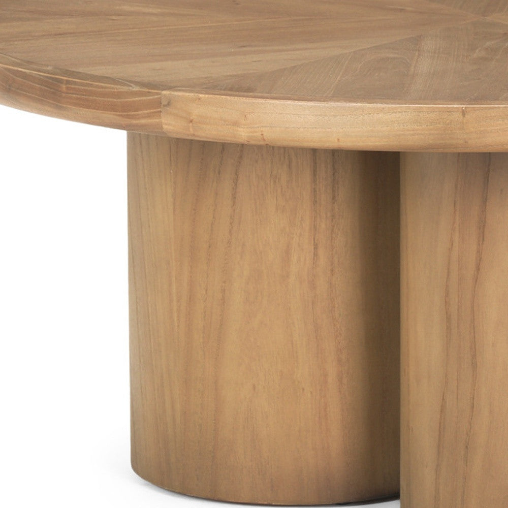 39" Wood Tri-Pillar Coffee Table