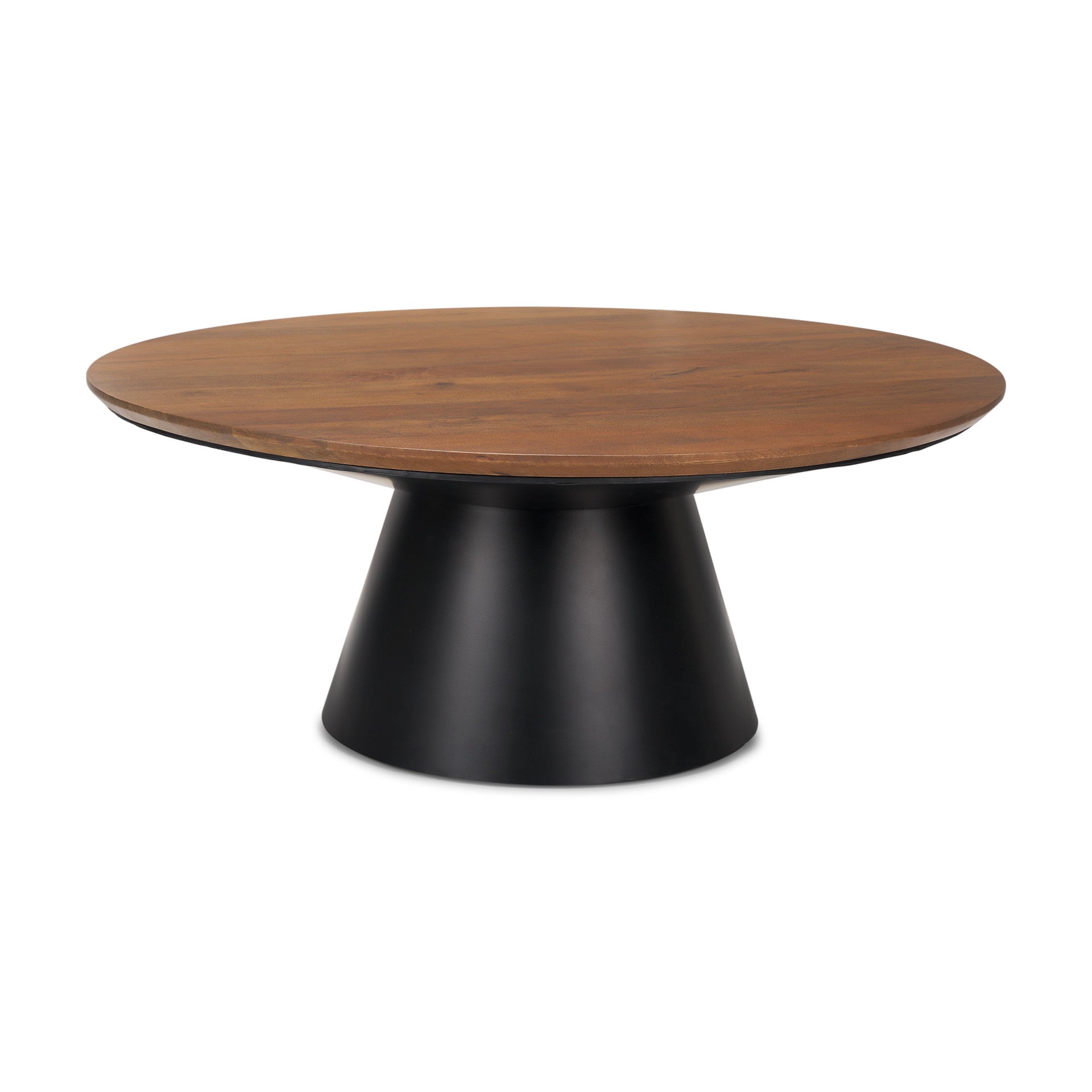 40" Brown and Black Wood Round Pedestal Coffee Table