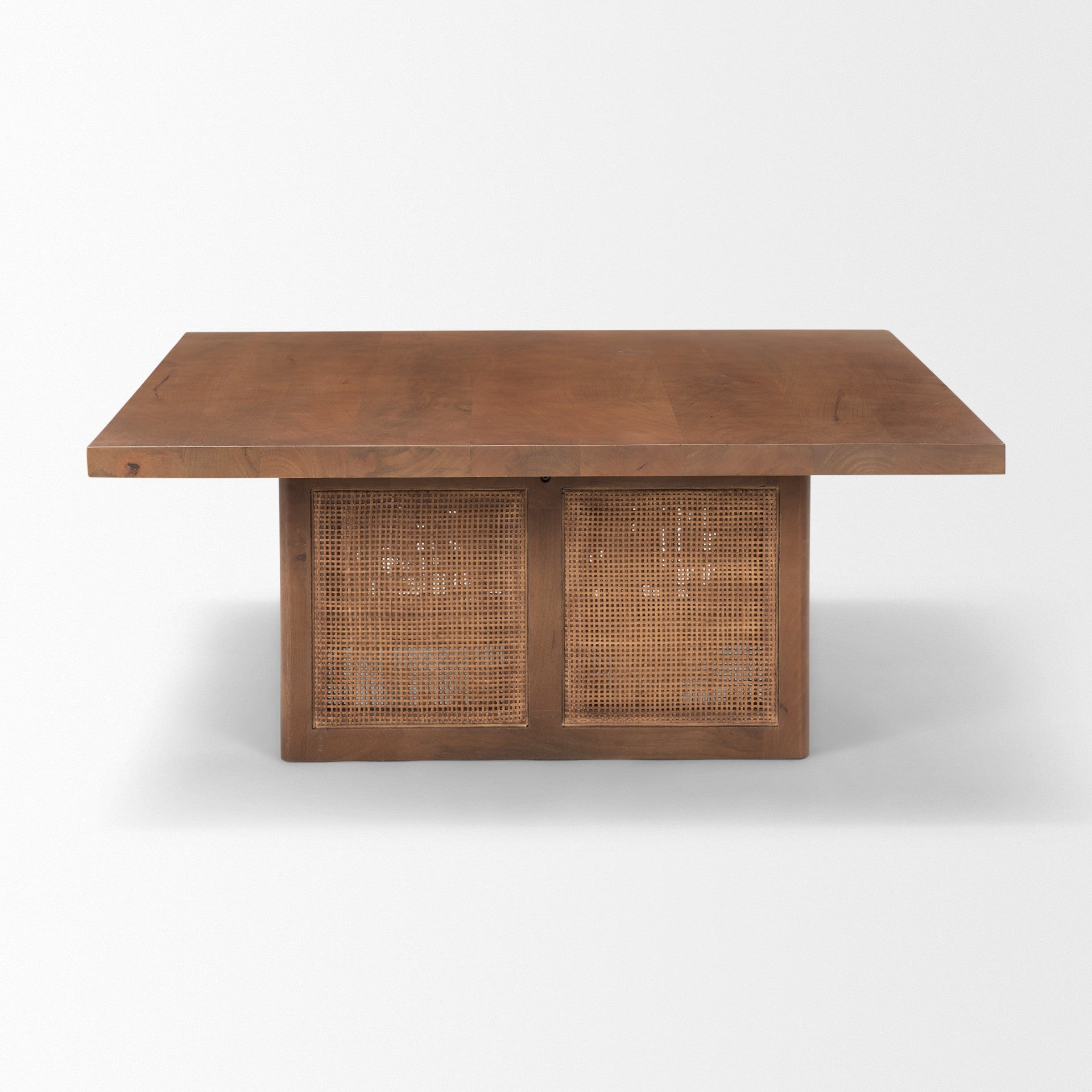 42" Brown Wood and Wicker Square Coffee Table