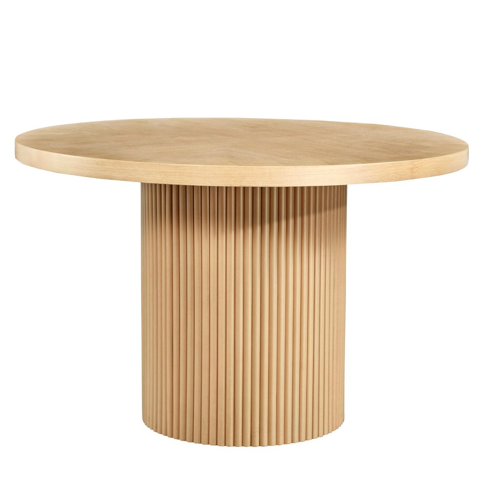 48" Natural Fluted Wood Round Dining Table