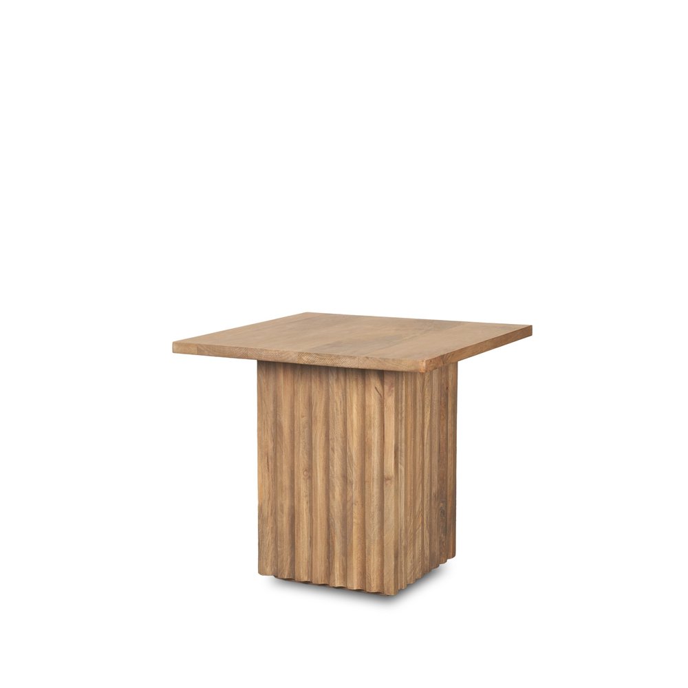 24" Modern Ribbed Wood End Table