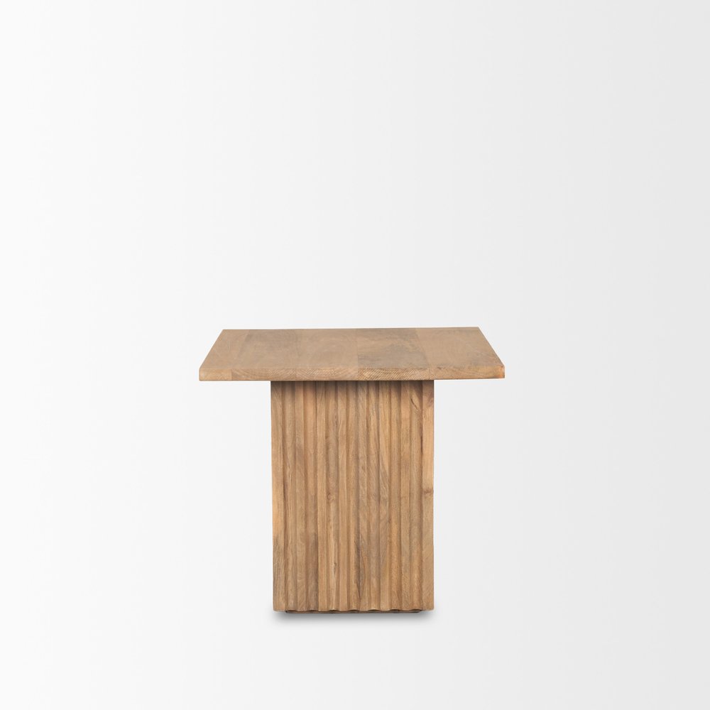 24" Modern Ribbed Wood End Table