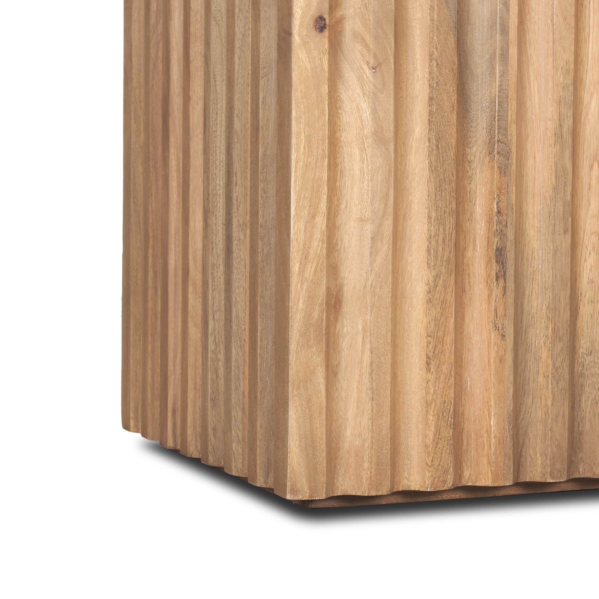 24" Natural Ribbed Wood End Table
