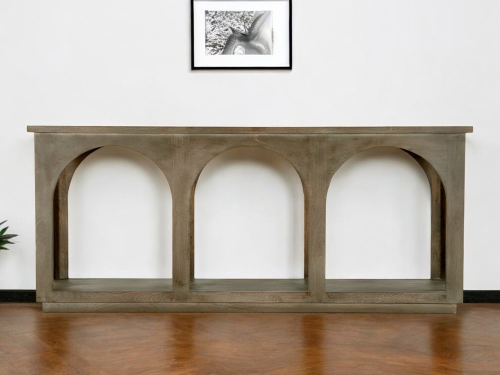 77" Brown Arch Wood Console Table