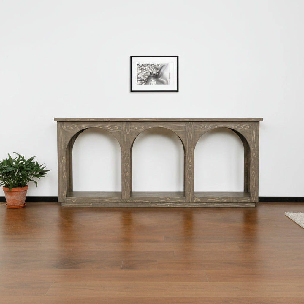77" Brown Arch Wood Console Table