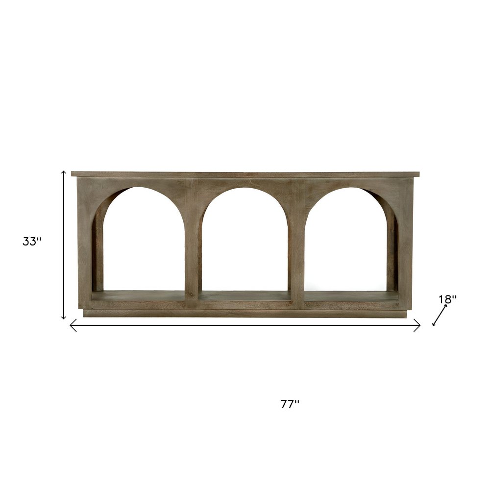 77" Brown Arch Wood Console Table