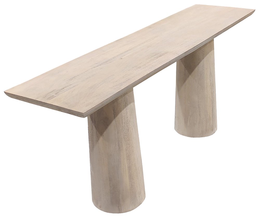 72" Natural Double Pedestal Wood Console Table