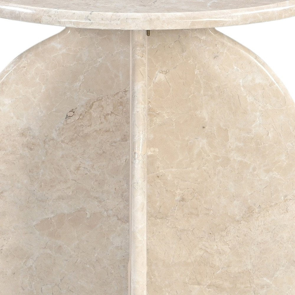 24" Marble Round Fin End Table