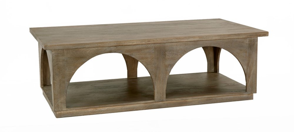 59" Brown Modern Arched Coffee Table