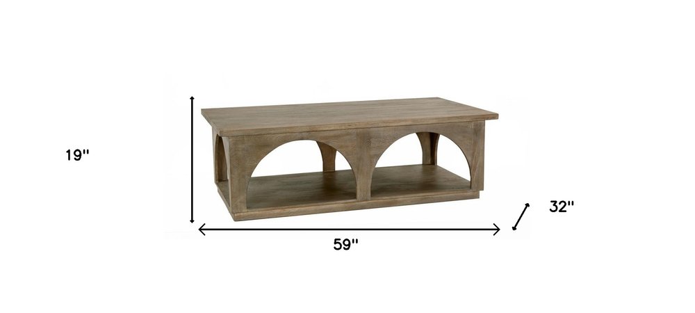 59" Brown Modern Arched Coffee Table
