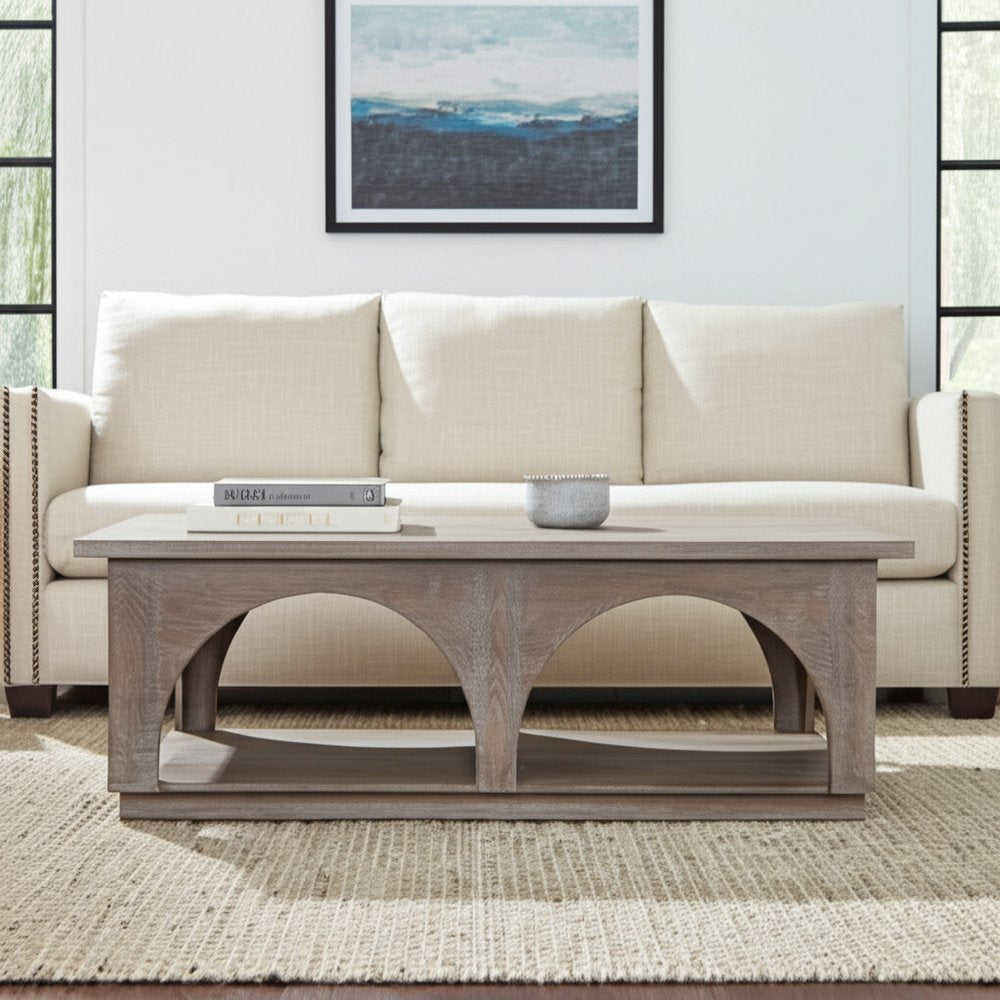 59" Brown Modern Arched Coffee Table
