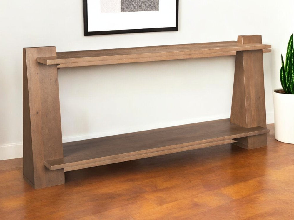 67" Brown Wood Bridge Console Table