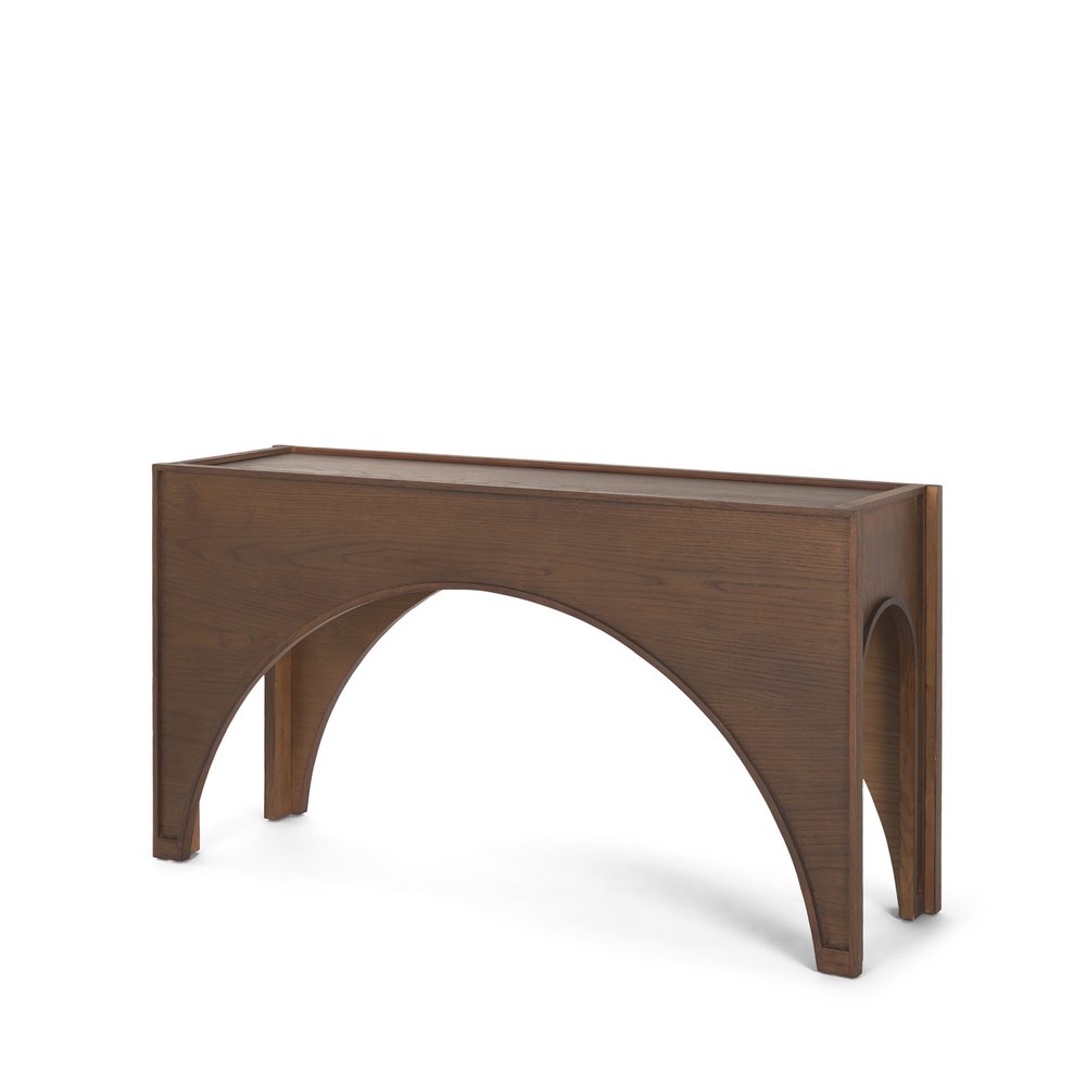 55" Brown Arched Wood Console Table